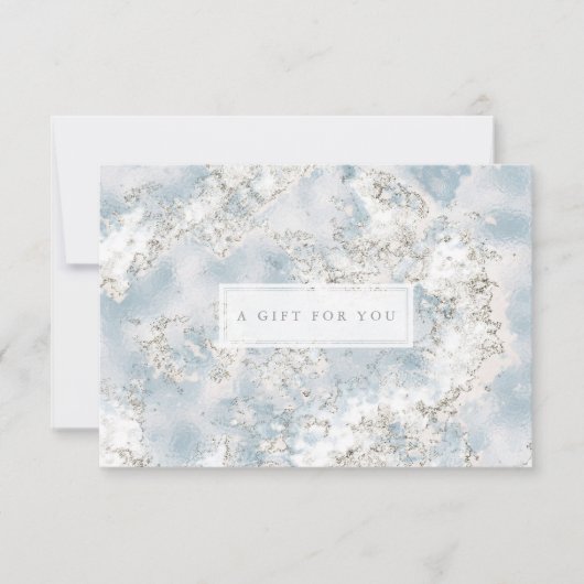 Elegant Silver Blue Marble Gift Certificate Kaart (Voorkant)