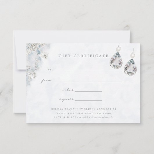 Elegant Silver Blue Marble Gift Certificate Kaart (Achterkant)