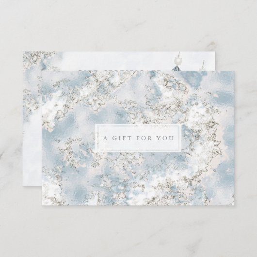 Elegant Silver Blue Marble Gift Certificate Kaart (Voorkant / Achterkant)