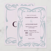 Elegant Silver Blue on Lilac Vintage Ribbon Kaart (Voorkant / Achterkant)