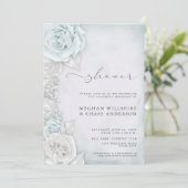 Elegant Silver Blue Rozen Wedding Shower Kaart (Staand voorkant)