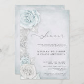 Elegant Silver Blue Rozen Wedding Shower Kaart (Voorkant / Achterkant)