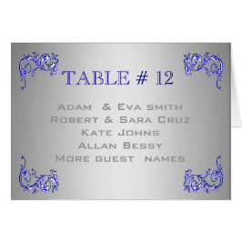 Elegant SILVER BLUE Table number sjabloon bruiloft