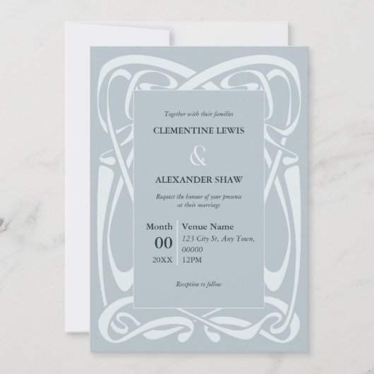 Elegant Silver Blue Vintage Ribbon Kaart (Voorkant)