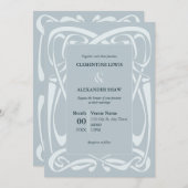 Elegant Silver Blue Vintage Ribbon Kaart (Voorkant / Achterkant)