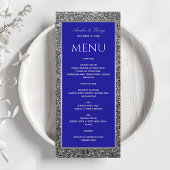 Elegant Silver Blue Wedding Menu