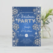 Elegant Silver Blue Winter Glam Kerstfeest Kaart (Staand voorkant)
