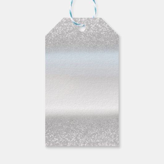 Elegant Silver Bokeh-kerstboom Cadeaulabel (Achterkant)