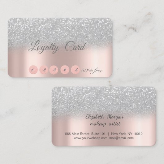 Elegant Silver Bokeh Roos Gold Loyalty (Voorkant / Achterkant)