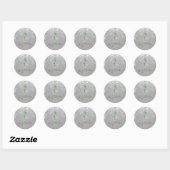 Elegant Silver Bokeh Waterverf kerstboom Ronde Sticker (Vel)