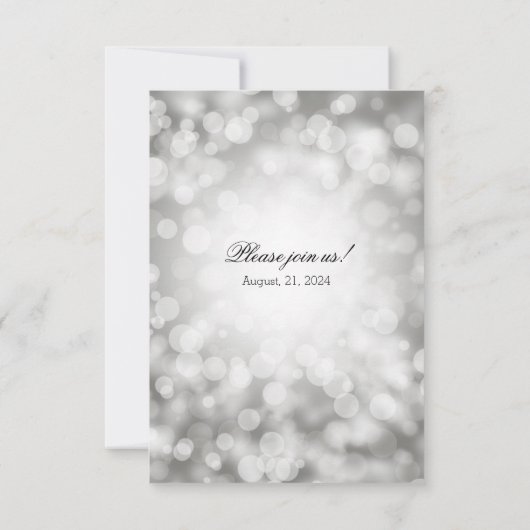 Elegant Silver Bokeh Wedding Uitnodiging (Achterkant)