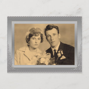Elegant Silver Border lijst, aangepaste foto Briefkaart