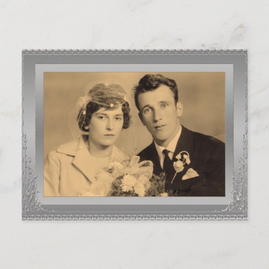 Elegant Silver Border lijst, aangepaste foto Briefkaart (Voorkant)