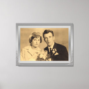 Elegant Silver Border lijst, aangepaste foto Canvas Afdruk