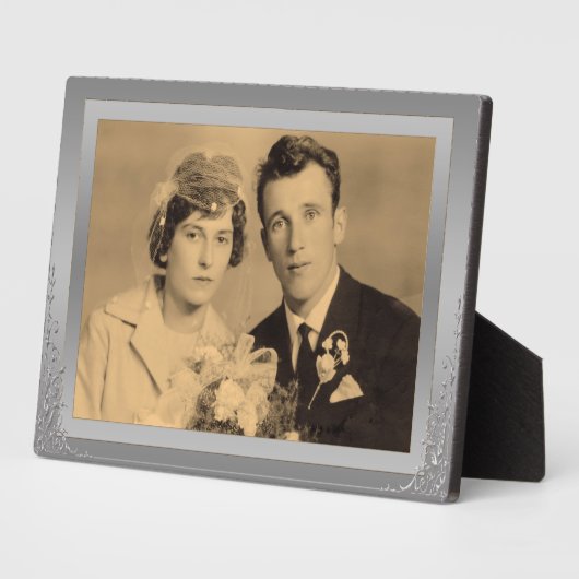 Elegant Silver Border lijst, aangepaste foto Fotoplaat (Zijkant)