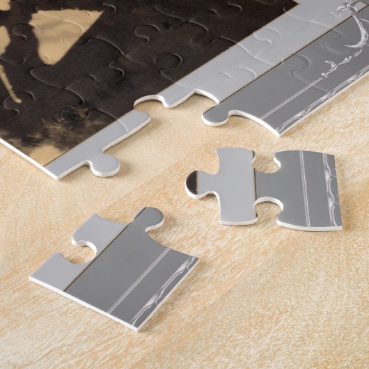 Elegant Silver Border lijst, aangepaste foto Legpuzzel (Zijkant)