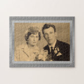 Elegant Silver Border lijst, aangepaste foto Legpuzzel (Horizontaal)