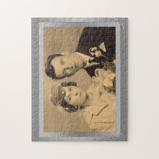 Elegant Silver Border lijst, aangepaste foto Legpuzzel (Verticaal)