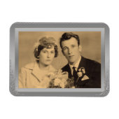 Elegant Silver Border lijst, aangepaste foto Magneet (Horizontaal)