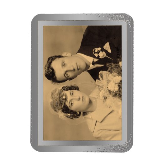 Elegant Silver Border lijst, aangepaste foto Magneet (Verticaal)