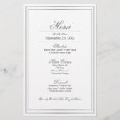 Elegant Silver Border Weddenrenmenu (Voorkant)
