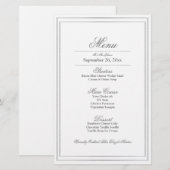 Elegant Silver Border Weddenrenmenu (Voorkant / Achterkant)