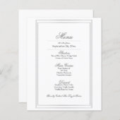 Elegant Silver Border Weddenrenmenu (Voorkant / Achterkant)