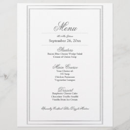 Elegant Silver Border Weddenrenmenu Briefhoofd