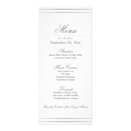 Elegant Silver Border Weddenrenmenu Reclamekaart