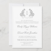 Elegant Silver Botanical Crest Heritage Wedding  Kaart (Voorkant)