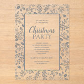 Elegant Silver Botanicals Christmas Party Acryl Uitnodigingen (Voorkant)