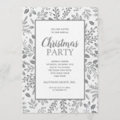 Elegant Silver Botanicals Christmas Party Kaart (Voorkant)