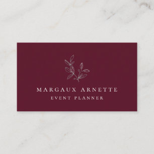Elegant Silver Botanische Logo Bordeaux Visitekaartje