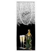 Elegant Silver Bottle and Glasses Wine Gift Bag Wijn Cadeautas (Achterkant)
