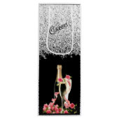 Elegant Silver Bottle and Glasses Wine Gift Bag Wijn Cadeautas (Voorkant)