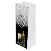 Elegant Silver Bottle and Glasses Wine Gift Bag Wijn Cadeautas (Achterkant Gekanteld)