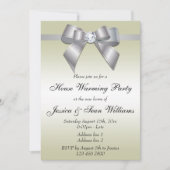 Elegant Silver Bow House Warming Party Kaart (Voorkant)