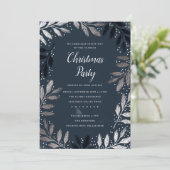 Elegant Silver Branch Foliage kerstparty Kaart (Staand voorkant)