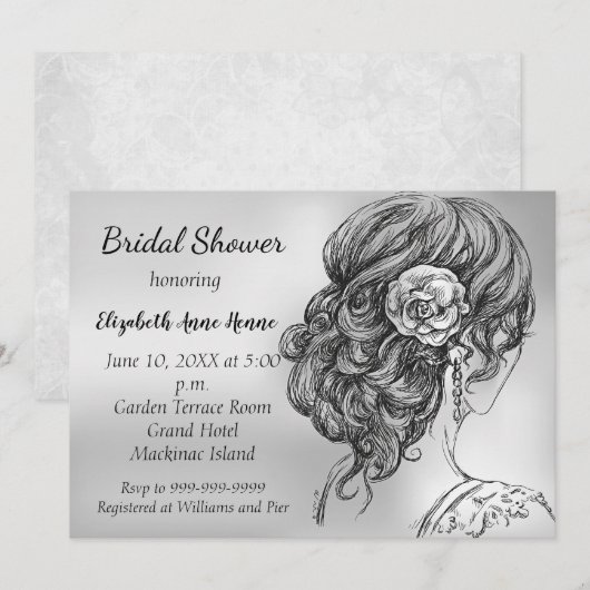 Elegant Silver Bridal Shower Kaart (Voorkant / Achterkant)