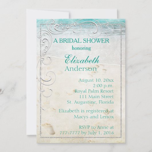 Elegant Silver Bridal Shower Kaart (Achterkant)