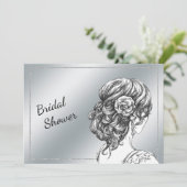Elegant Silver Bridal Shower Kaart (Staand voorkant)