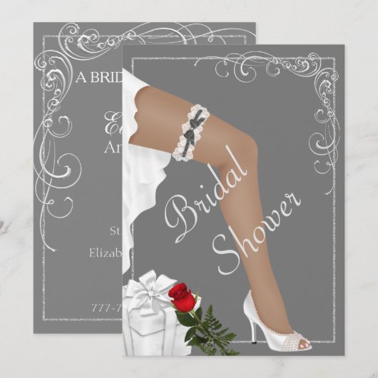 Elegant Silver Bridal Shower Kaart (Voorkant / Achterkant)
