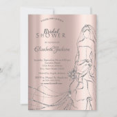 Elegant Silver Bride, Roos Gold Vrijgezellenfeest  Kaart (Voorkant)