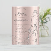 Elegant Silver Bride, Roos Gold Vrijgezellenfeest  Kaart (Staand voorkant)