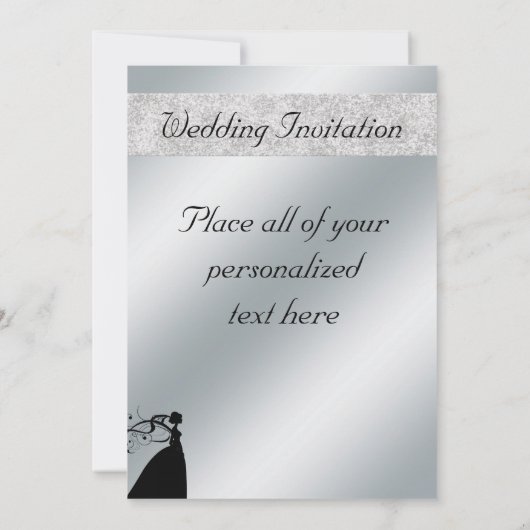 Elegant Silver Bride Wedding Uitnodiging (Achterkant)