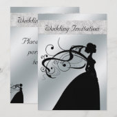 Elegant Silver Bride Wedding Uitnodiging (Voorkant / Achterkant)