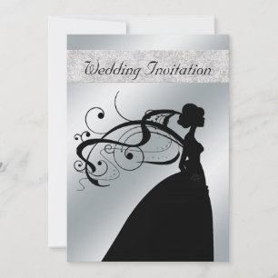Elegant Silver Bride Wedding Uitnodiging