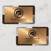 Elegant Silver Bronze Layers Realtor Visitekaartje (Voorkant / Achterkant)