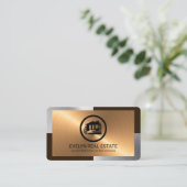 Elegant Silver Bronze Layers Realtor Visitekaartje (Staand voorkant)