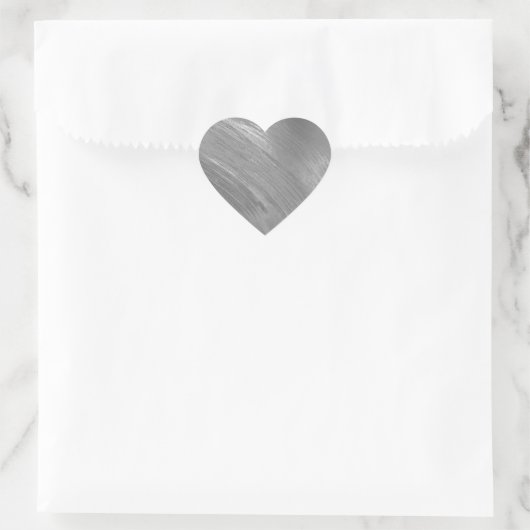 Elegant Silver Brush Strokes Heart Sticker (Tas)